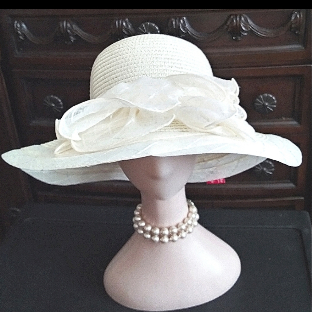 Classic Sophisticated Regal Wide Brim  Floppy Hat Derby Races Church Bru…